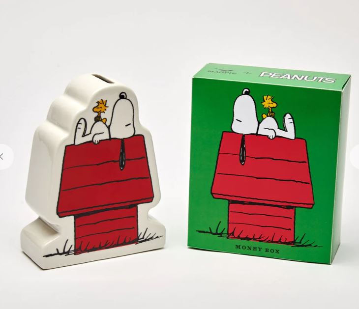 Snoopy + Woodstock Keramik Spardose Hundehütte